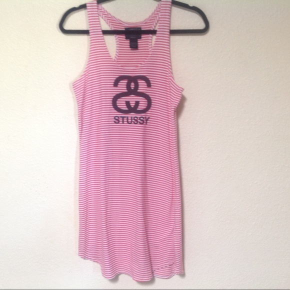 Stussy Dress Small Tank Racerback Red And White